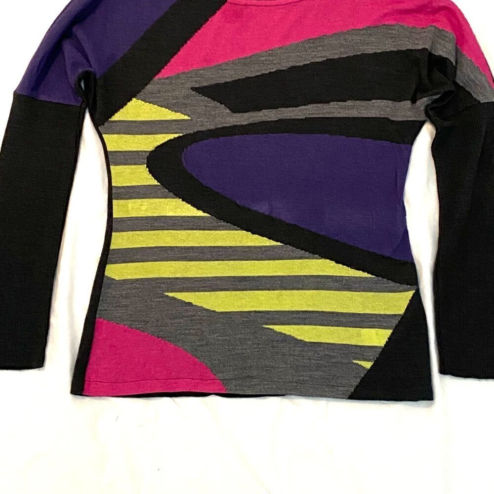 Aldo Martin's geometric wool blend sweater Womens 6 designer luxury lightweight - Picture 3 of 7